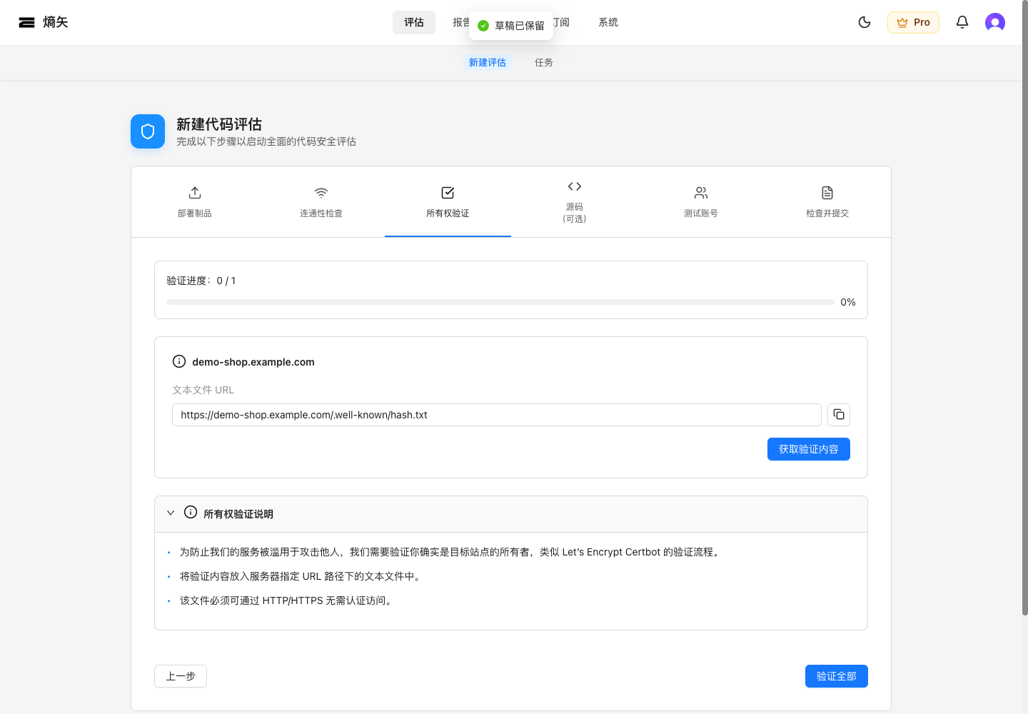 Ownership verification step