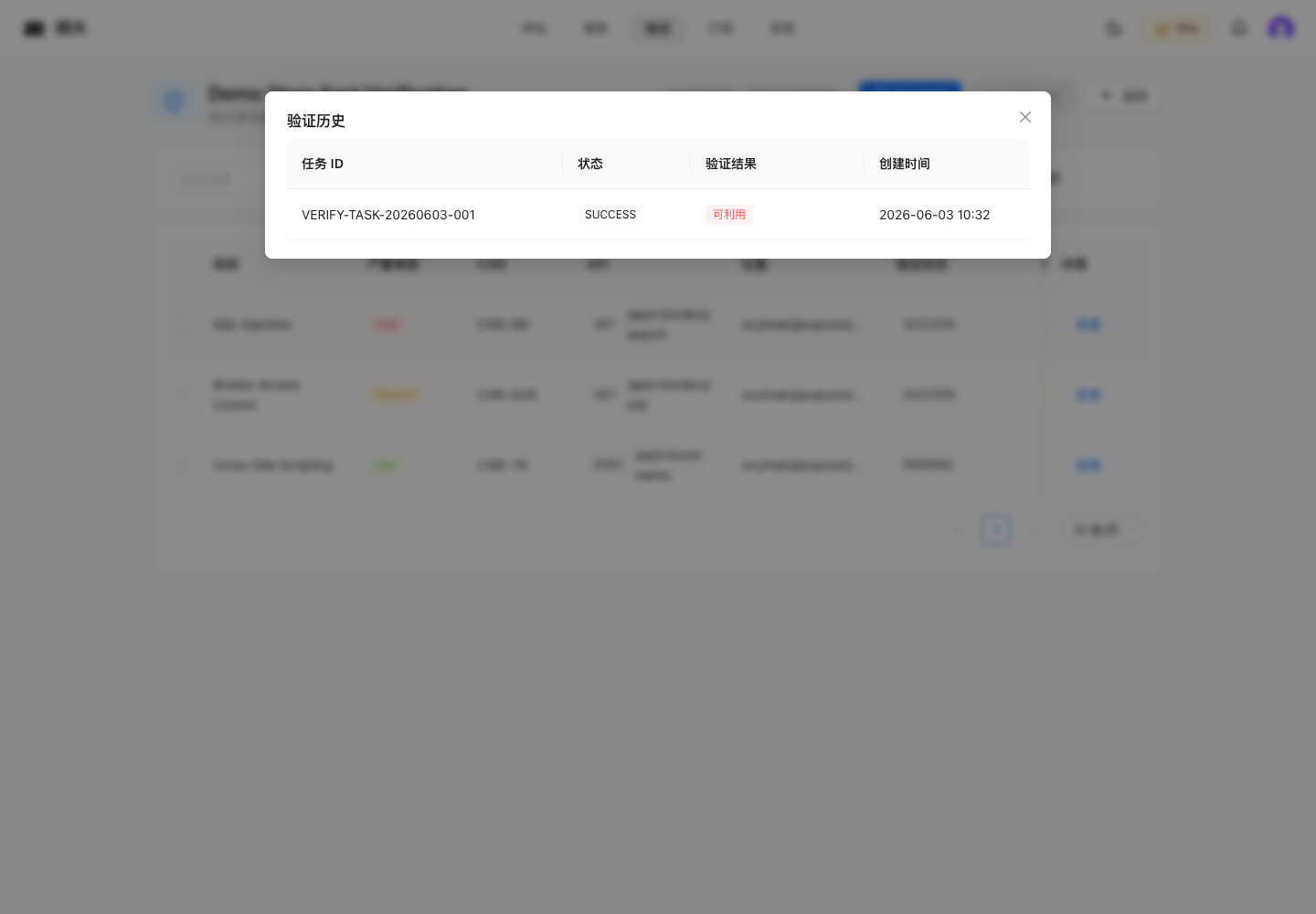 Verification history